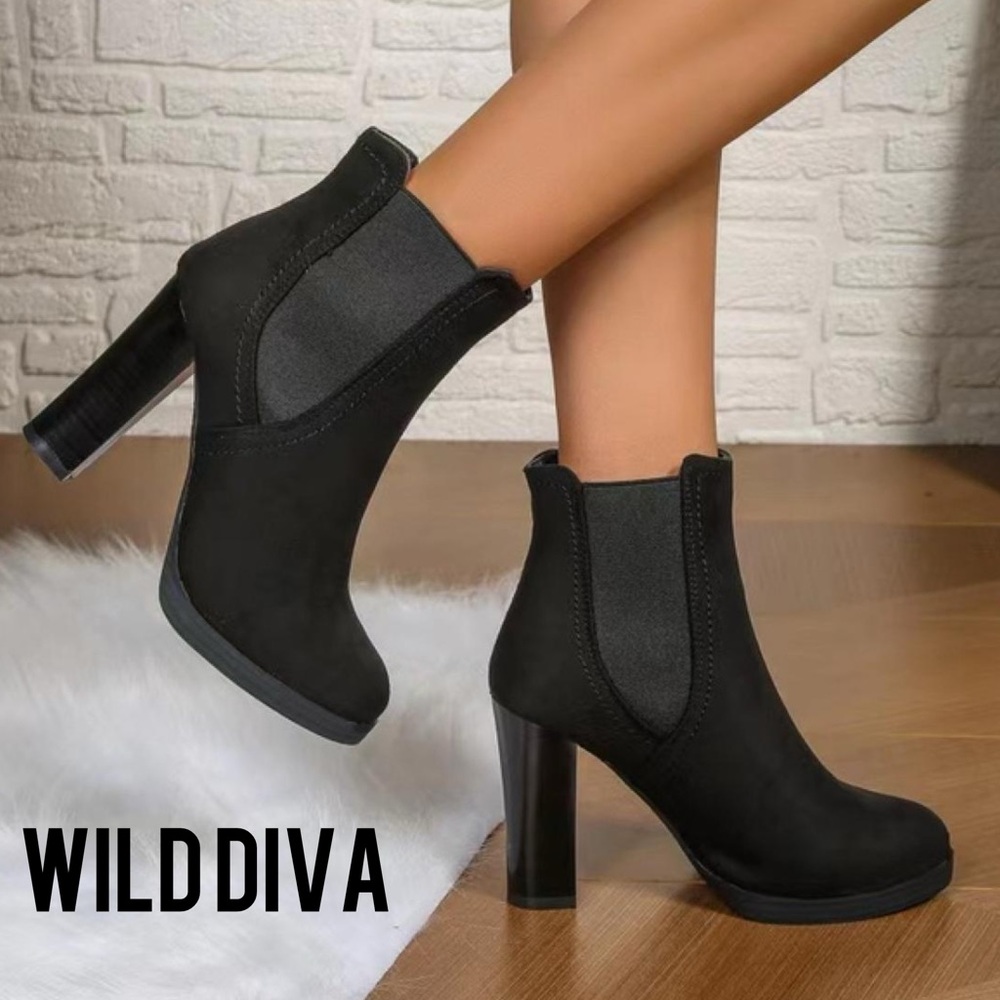. Wild Diva Black Suede Booties/Boots